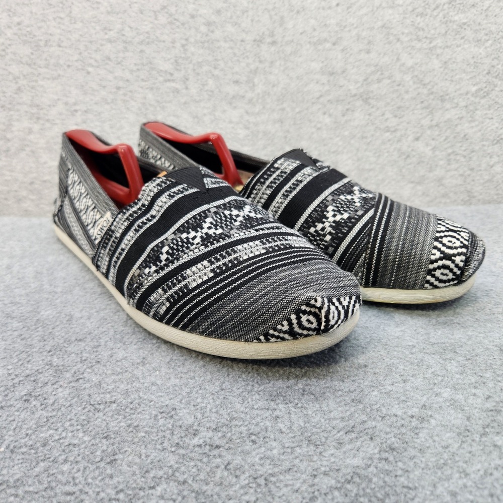 TOMS Slip On Shoes Black White Pattern Casual Comfort Loafers Mens 12 - Picture 6 of 11